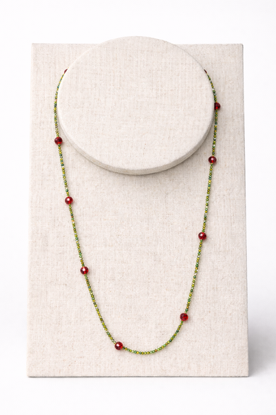 Foto Colar Longo Virginia Zircônia Verde Banho Ouro 18K