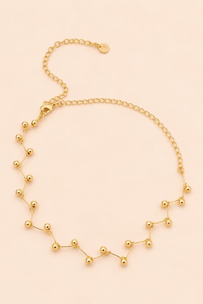 Foto Colar Choker Dourado Zig Zag Bubbles P