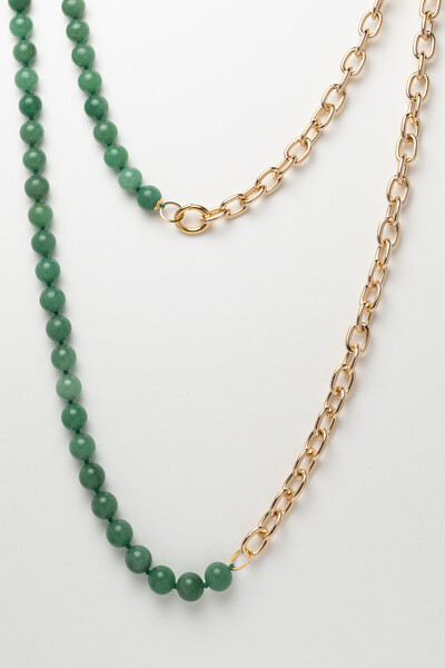 Foto Colar Dourado Jardins 2 em 1 Jade Verde