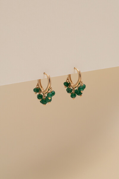 Foto Brinco Biarritz Argola Cachinho Jade Banho Ouro 18k