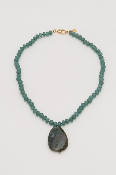 Foto Colar Jade Agatha Musgo Banho Ouro 18K