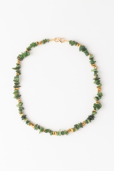 FotoColar Cascalho Evora Jade Verde Banho Ouro 18K