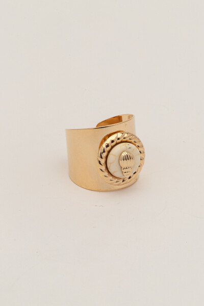 FotoAnel Largo Dourado Howlita Concha