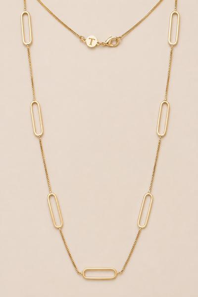 Foto Colar Dourado Longo Elos Slim