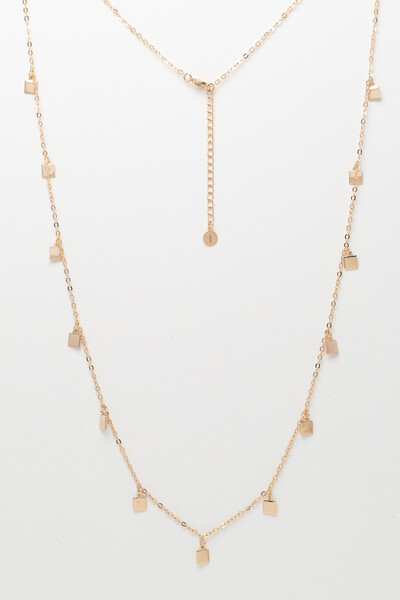 Foto Colar Dourado Longo Cubos