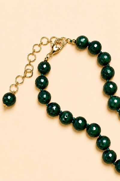Foto Colar Ayla Jade Verde Banho Ouro 18K