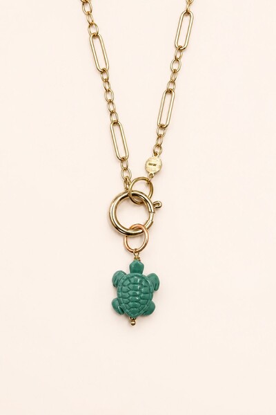 Foto Pingente Tartaruga Turquesa Banho Ouro 18K