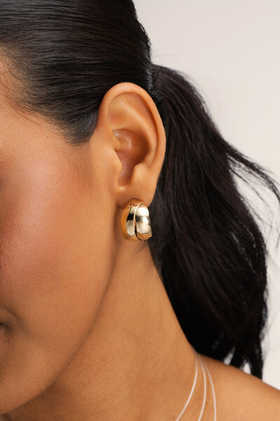 Foto Brinco Argola Dourada Fita Dupla