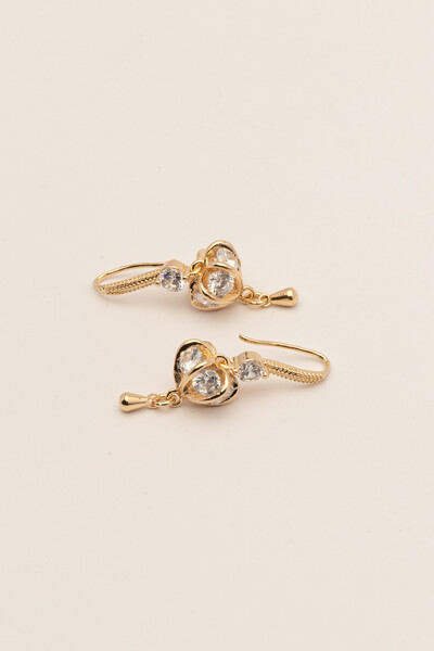 Foto Brinco Dourado Pendente Zircônia Cristal