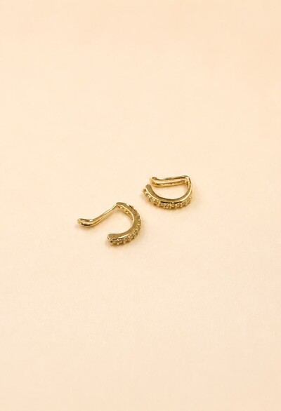 Foto Piercing Fake Dupla Fio Zircônia Banho Ouro 18k