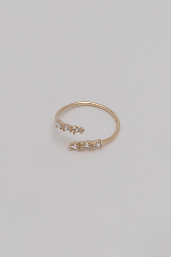 Anel Encontro Zircônia Banho Ouro 18K