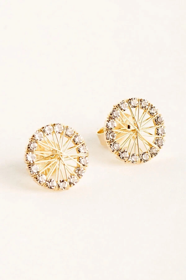 Brinco Pizza P Aramado Strass Dourado