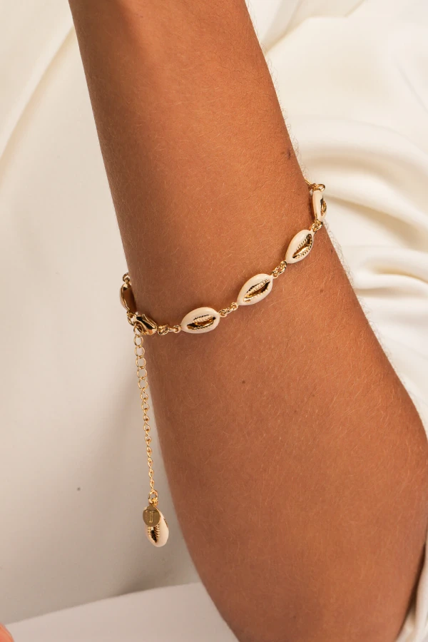 Pulseira Dourada Búzios Esmaltados