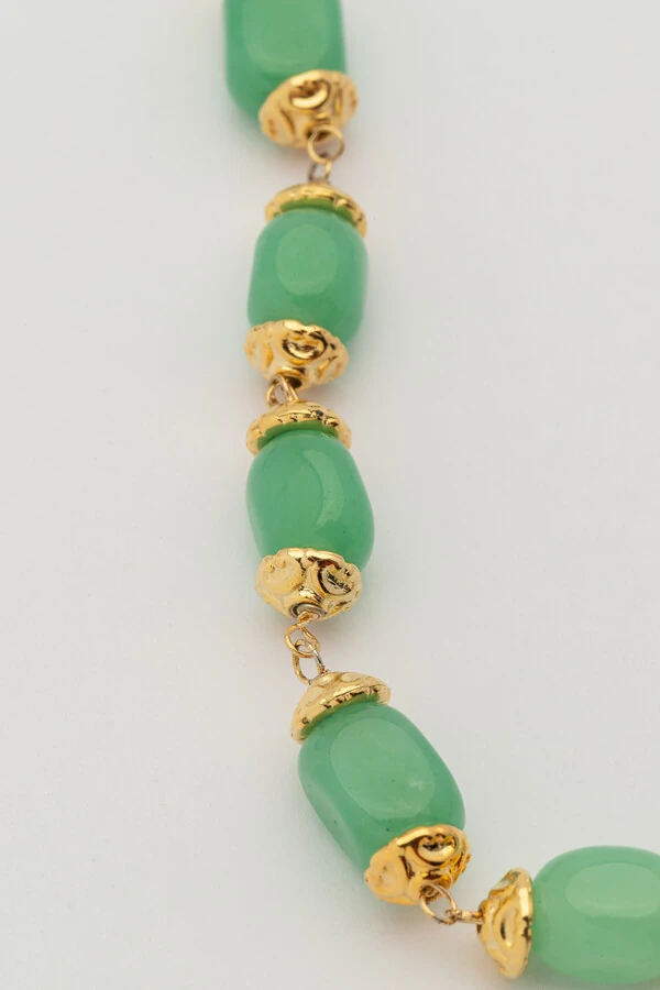 Colar Jardins Jade Verde Banho Ouro 18K