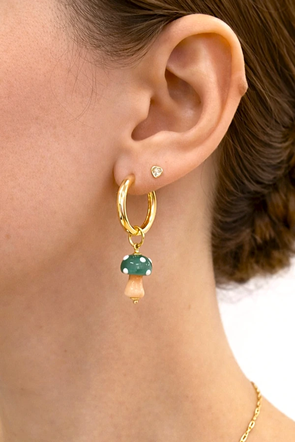 Pingente Cogumelo Da Sorte Banho Ouro 18K