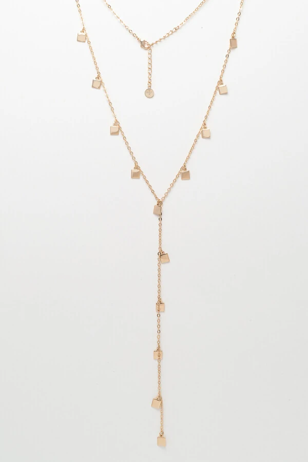 Colar Dourado Gravata Cubos