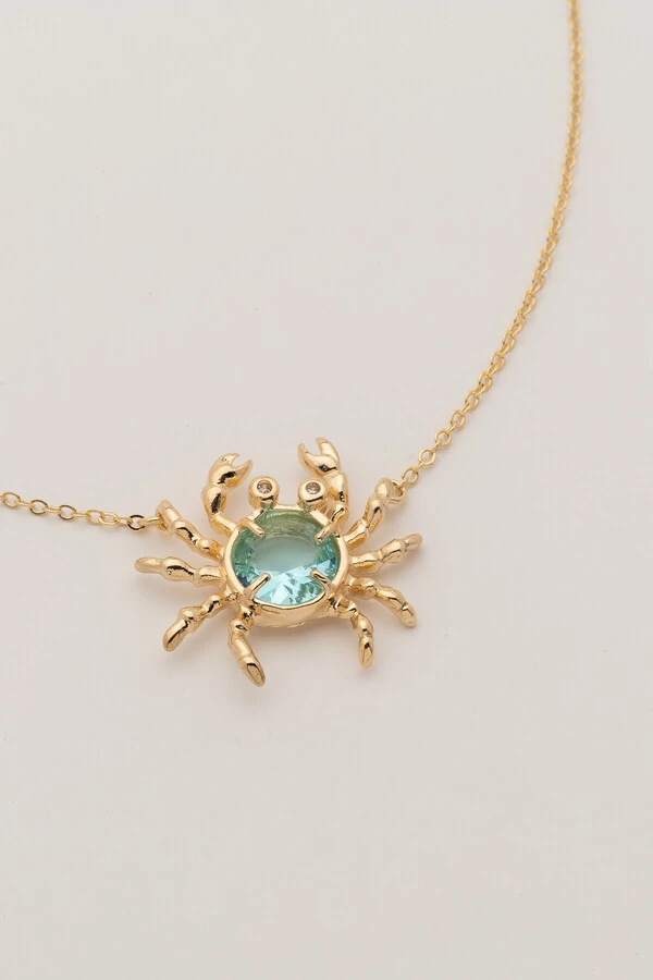 Colar Caranguejo Aqua Banho Ouro 18K