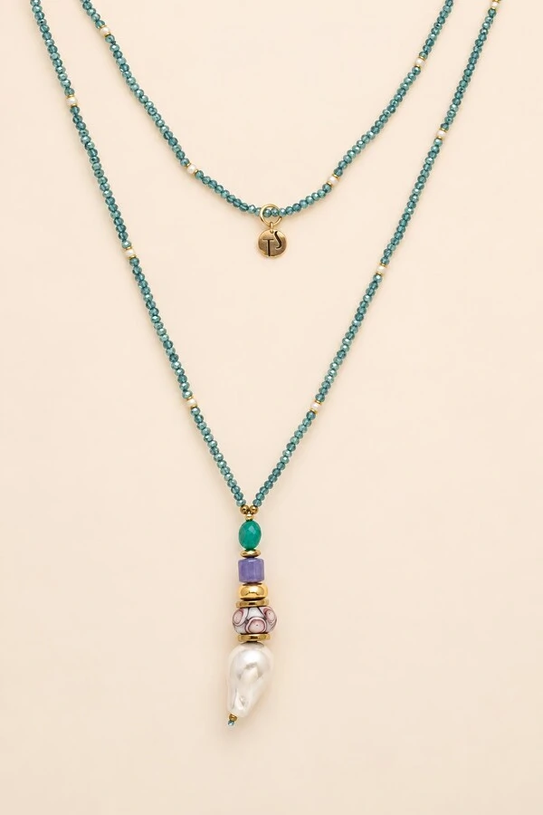 Colar Verano Cristal Blue Banho Ouro 18K