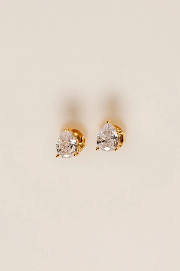 Brinco Gota Zircônia Banho Ouro 18k