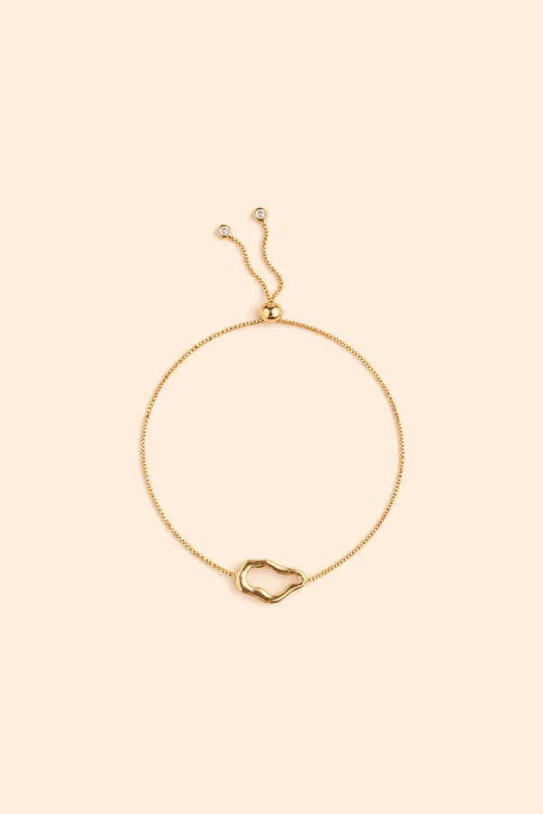 Pulseira Dourado Regulável Orgânico Perolado