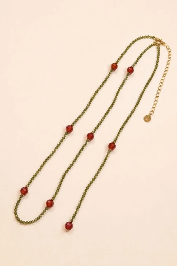 Colar Longo Virginia Zircônia Verde Banho Ouro 18K