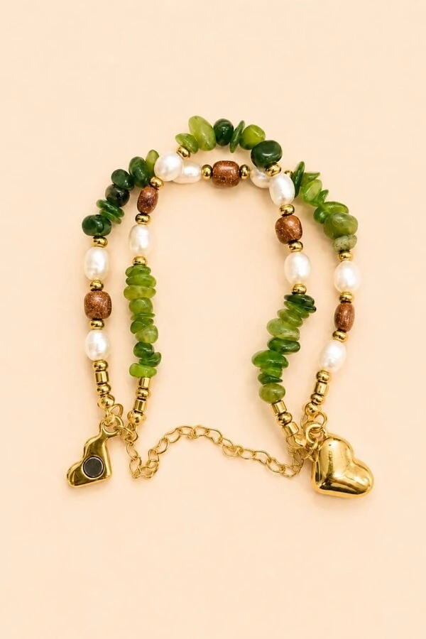 Pulseira Eden Jade Verde Banho Ouro 18K