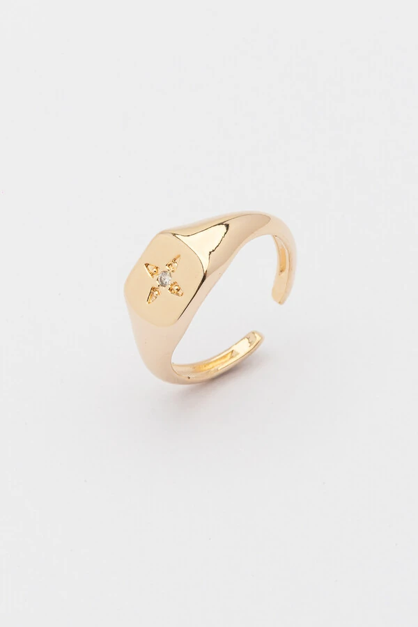 Anel Dedinho Estrela Zircônia Banho Ouro 18K