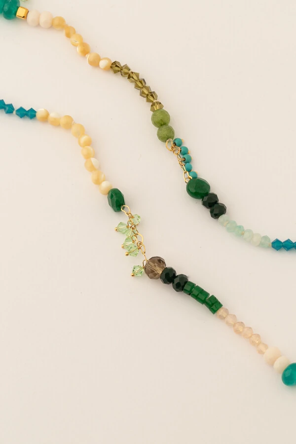 Colar Mix Pedras Mar Banho Ouro 18K