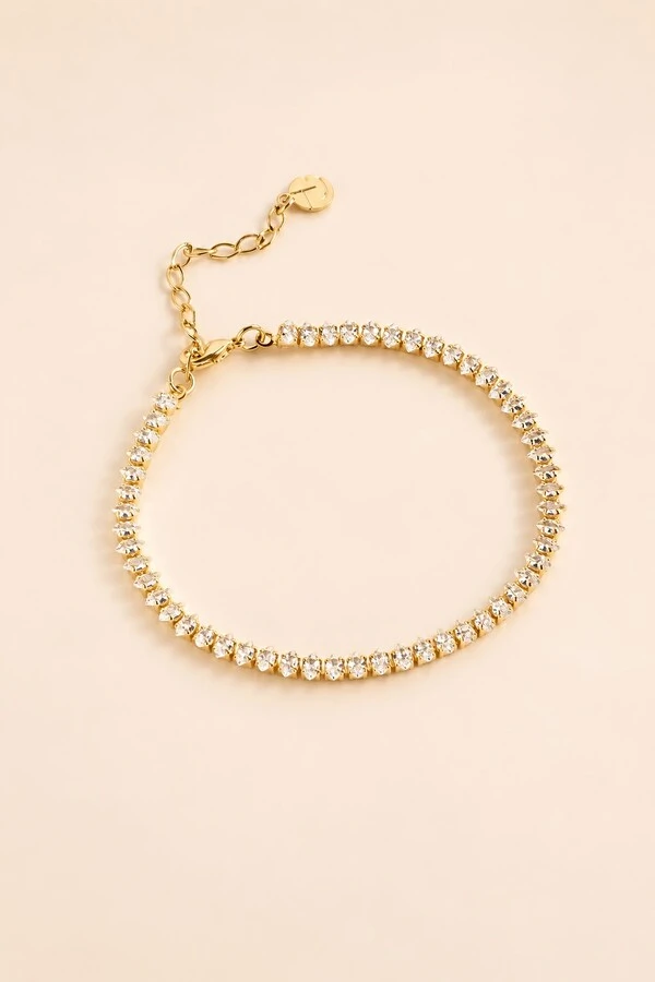 Pulseira Zircônia Navete Dourada