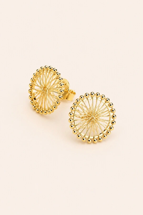 Brinco Pizza Com Bolinhas Banho Ouro 18k