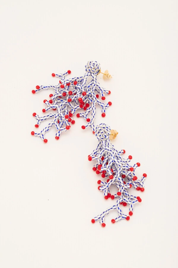 Brinco Cacho Coral Banho Ouro 18K