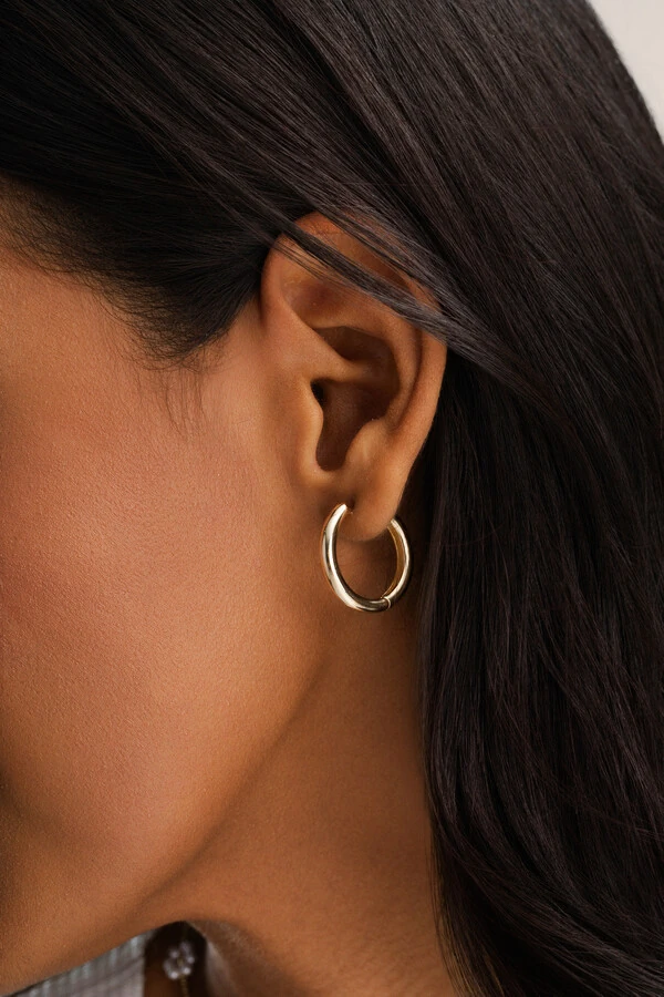 Brinco Argola Dourada Tubo Click