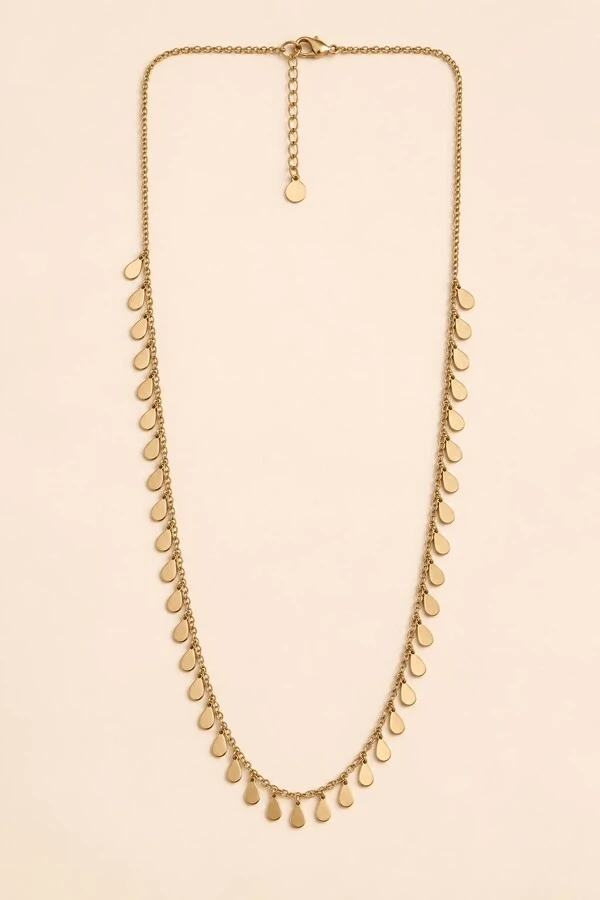 Colar Dourado Longo Gotas