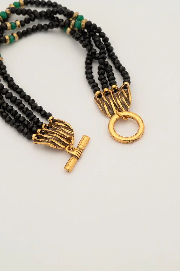 Pulseira Cristais Boho Ouro Vintage