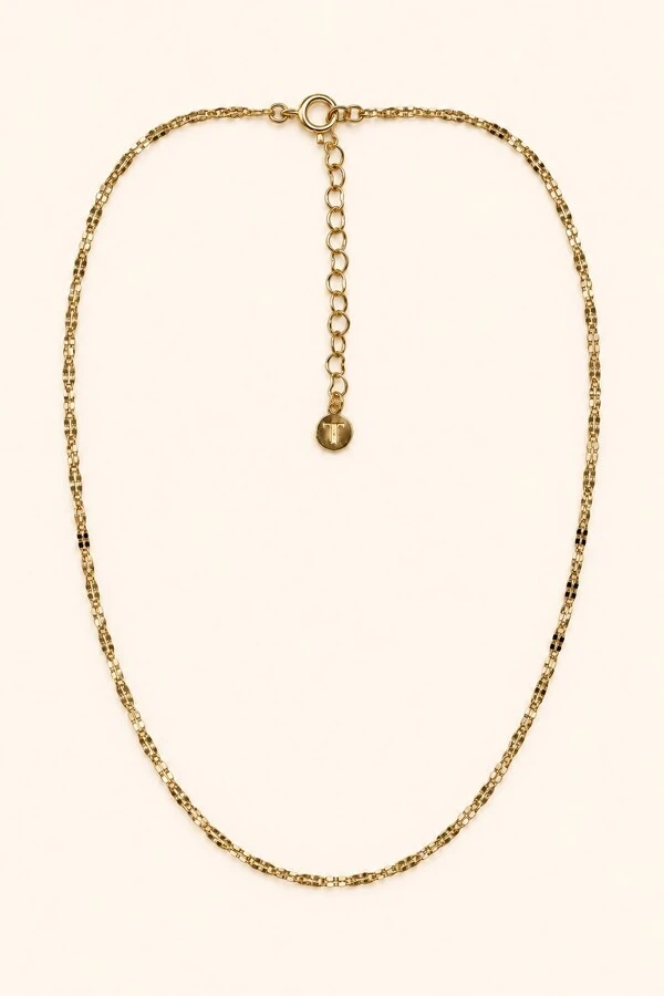 Colar Choker Elos Minimalista Banho Ouro 18K