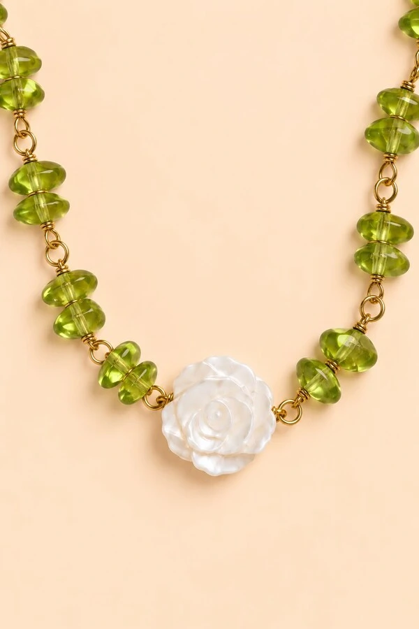Pulseira Ipanema Rosinha Madre Cristais Peridoto
