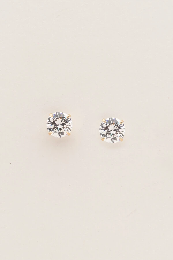 Brinco Ponto de Luz Zircônia Banho Ouro 18K