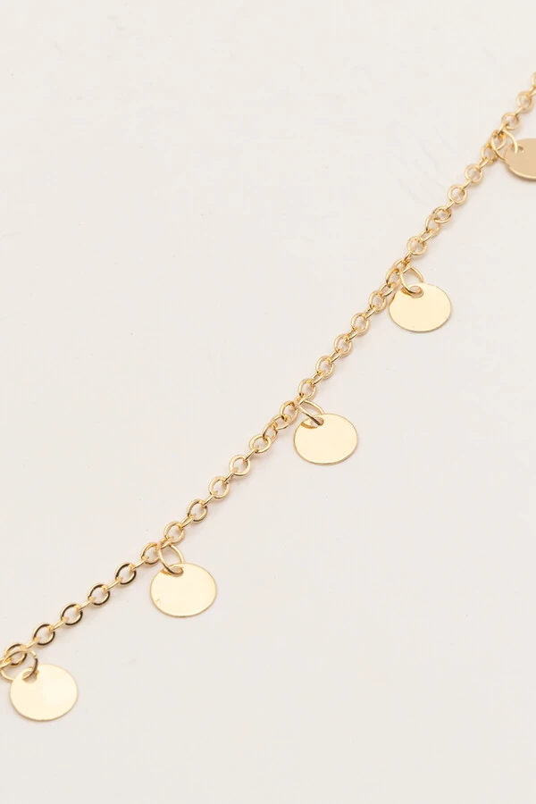 Tornozeleira Plaquinhas Banho Ouro 18K