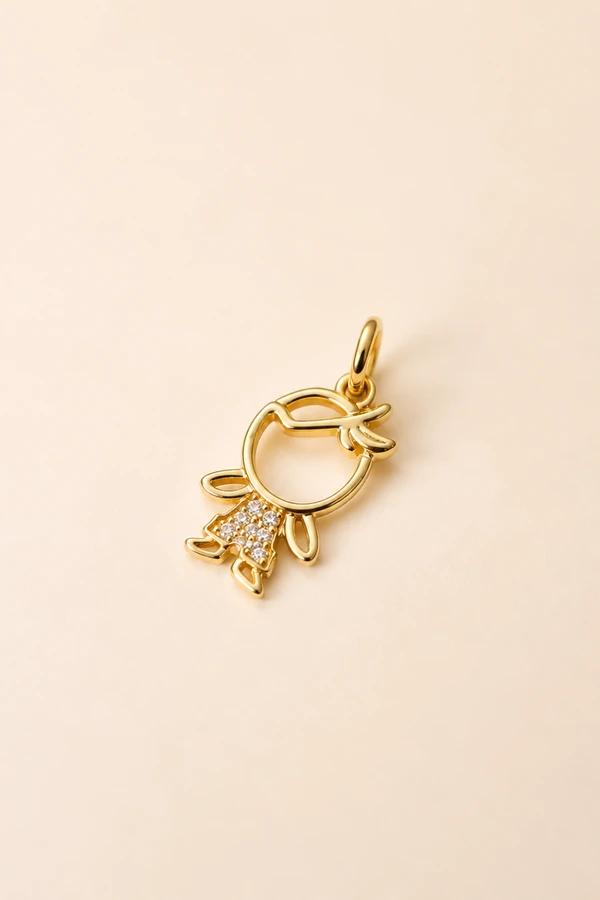 Pingente Garoto Zircônia Banho Ouro 18K
