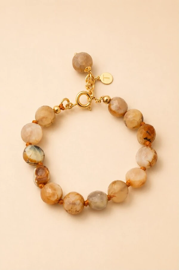 Pulseira Agatha Natural Coin Banho Ouro 18K