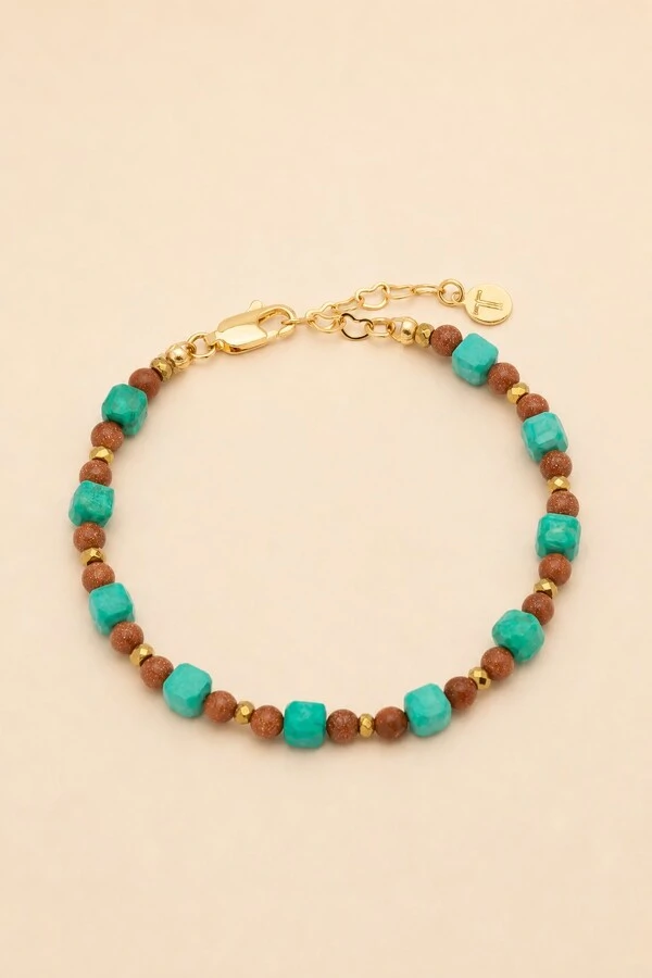 Pulseira Vicenza Goldstone Howlita Banho Ouro 18K