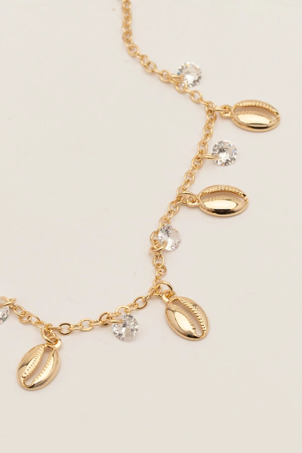 Tornozeleira Búzios Banho Ouro 18K