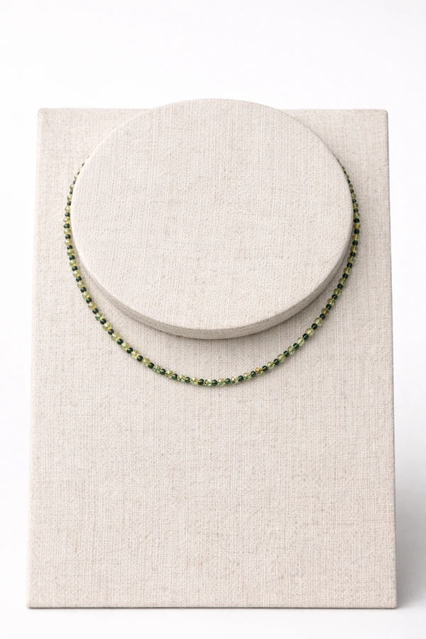 Colar Jade Goldstone Green Banho Ouro 18K