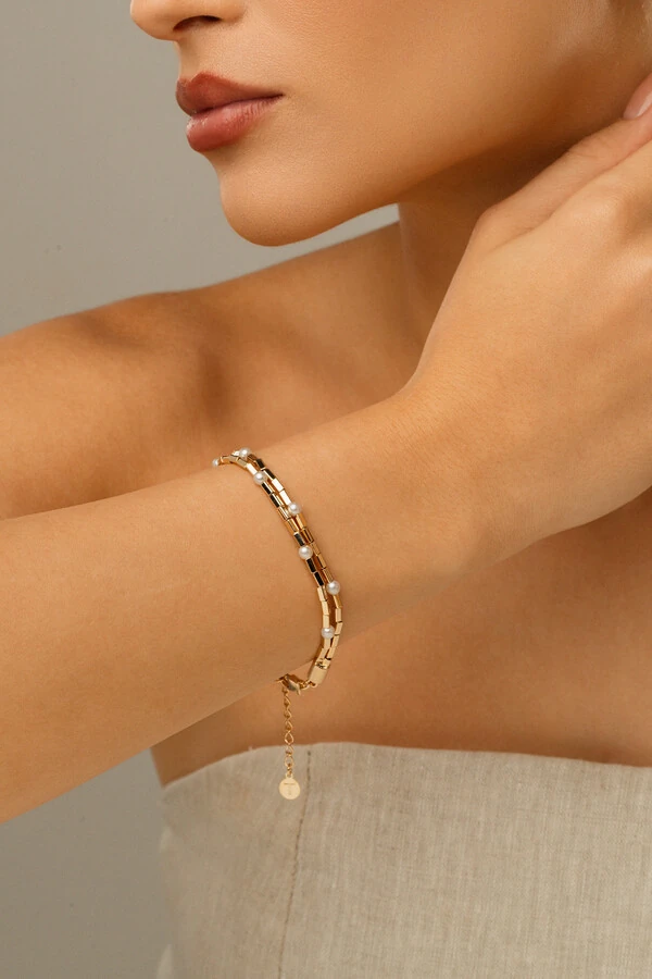 Pulseira Dupla Canutilhos Dourado