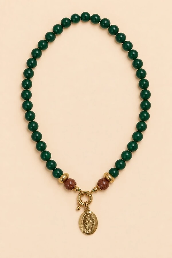 Colar Jade Verde Nossa Senhora das Graças