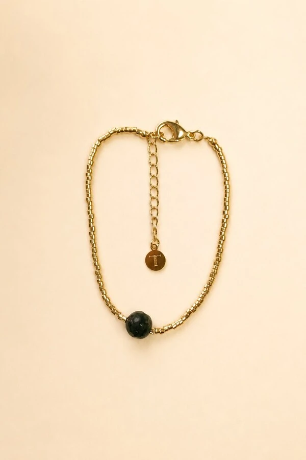 Pulseira Dourada Biarritz Canutilhos Jade Verde