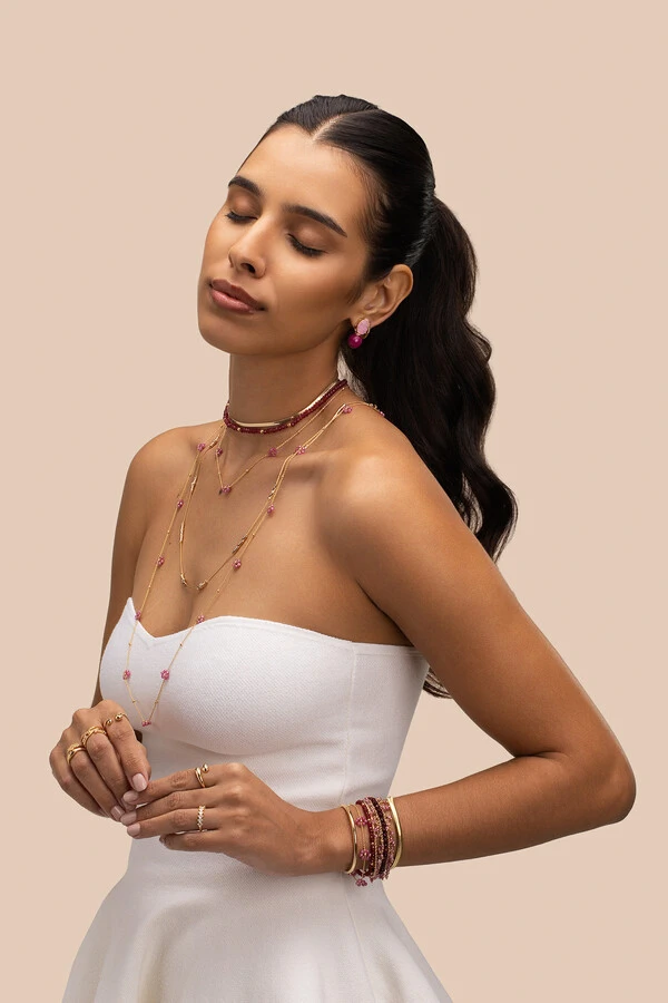 Colar Longo Fiore Primavera Banho Ouro 18K