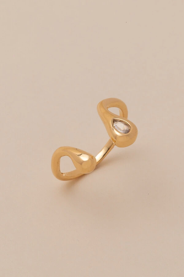 Anel Gotas Zircônia Banho Ouro 18K