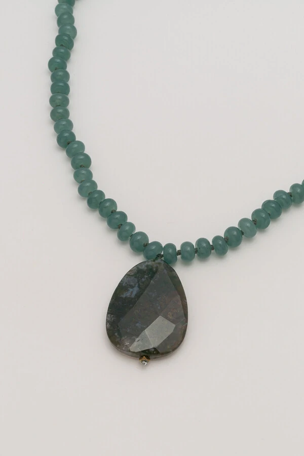 Colar Jade Agatha Musgo Banho Ouro 18K