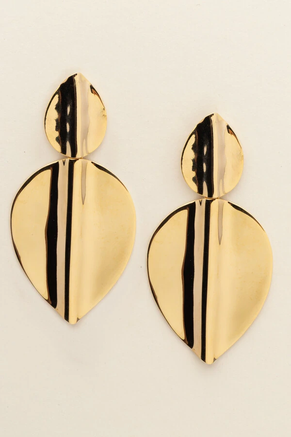 Brinco Dourado Folha Dupla